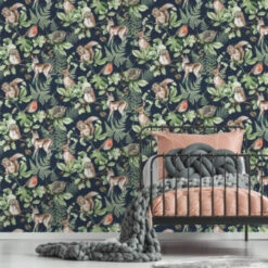 Superfresco Easy Vliesbehang Woodland Dieren Donkerblauw (108568) -Thuisbehangwinkel 123 1174