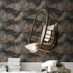 Boutique Vliesbehang Jungle Zwart-goud 104263 -Thuisbehangwinkel 123 1218