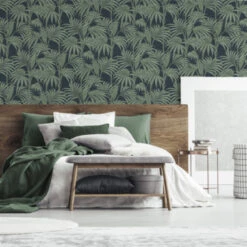 Vliesbehang Honolulu Palm Glitter Blauw 112086 -Thuisbehangwinkel 123 1279