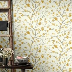 Superfresco Easy Vliesbehang Ushi Okergeel 105743 -Thuisbehangwinkel 123 1343