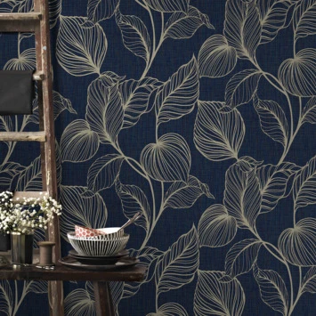 Boutique Vliesbehang Royal Palm Donkerblauw (111302) 3 Boutique Vliesbehang Royal Palm Donkerblauw (111302) - Afbeelding 3