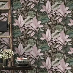 Superfresco Easy Vliesbehang Indra Groen-roze 106742 -Thuisbehangwinkel 123 1684