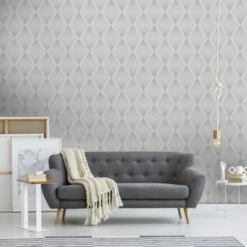 Vliesbehang Chandelier Glitter Zilver 111783 -Thuisbehangwinkel 123 183