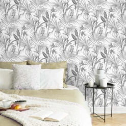 Superfresco Easy Vliesbehang Strelitzia Grijs 111740 -Thuisbehangwinkel 123 628