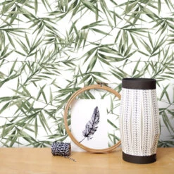 Superfresco Easy Vliesbehang Bamboe Groen-wit 104524 -Thuisbehangwinkel 123 932